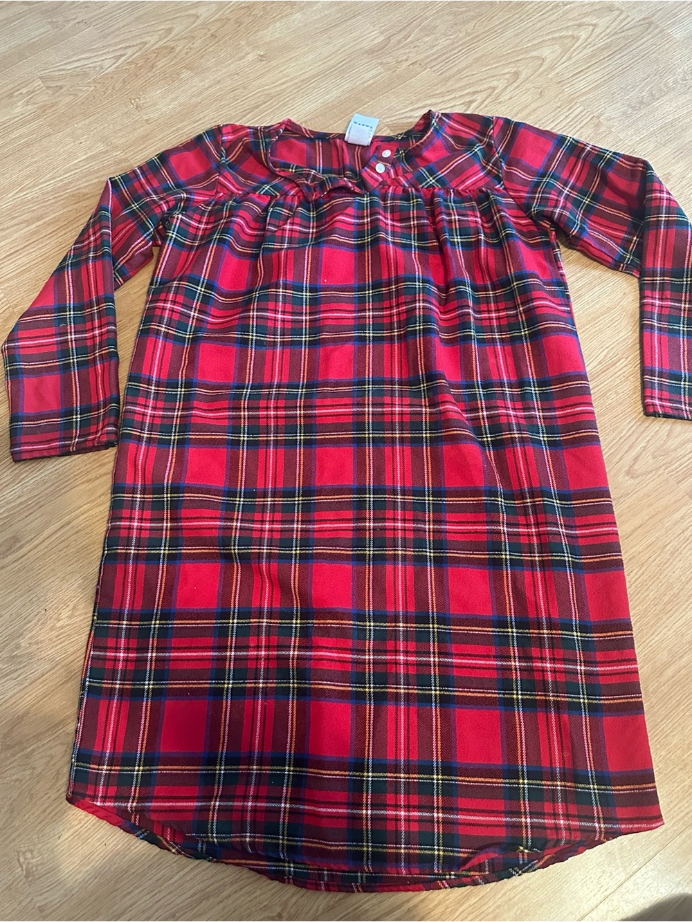 Lands' End Red Plaid Long-Sleeve Nightgown